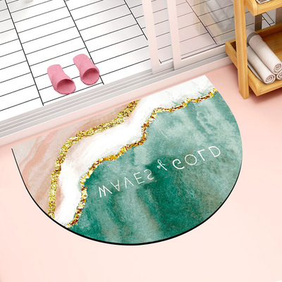 欧式金色软硅藻泥吸水地垫科技绒布发泡橡胶防滑底浴室门口薄垫子