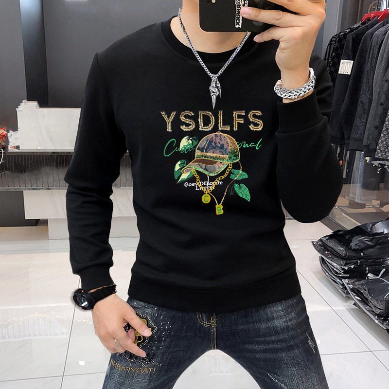 时尚男士加绒刺绣卫衣秋冬新款