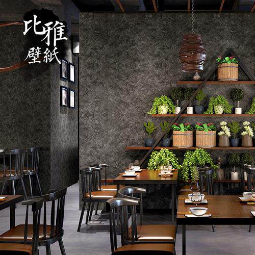 北欧复古水泥灰色墙纸无纺布纯色素色工业风壁纸餐厅客厅卧室房间