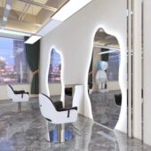 网红美发店镜台理发店镜子潮款 单面简约剪发异形镜挂墙发廊专用灯