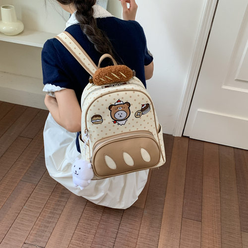 学生上课装书卡通自嘲熊背包女2026年新款高级感大容量通勤双肩包