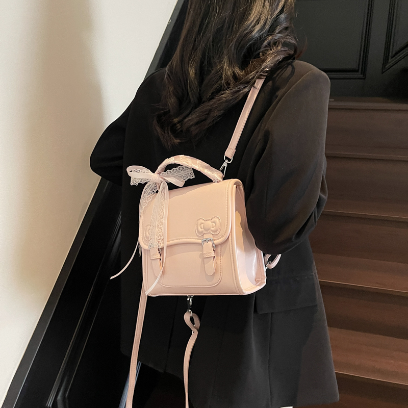 韩系ins可爱时尚风单肩斜挎包包女2025春季多巴胺色系少女双肩包