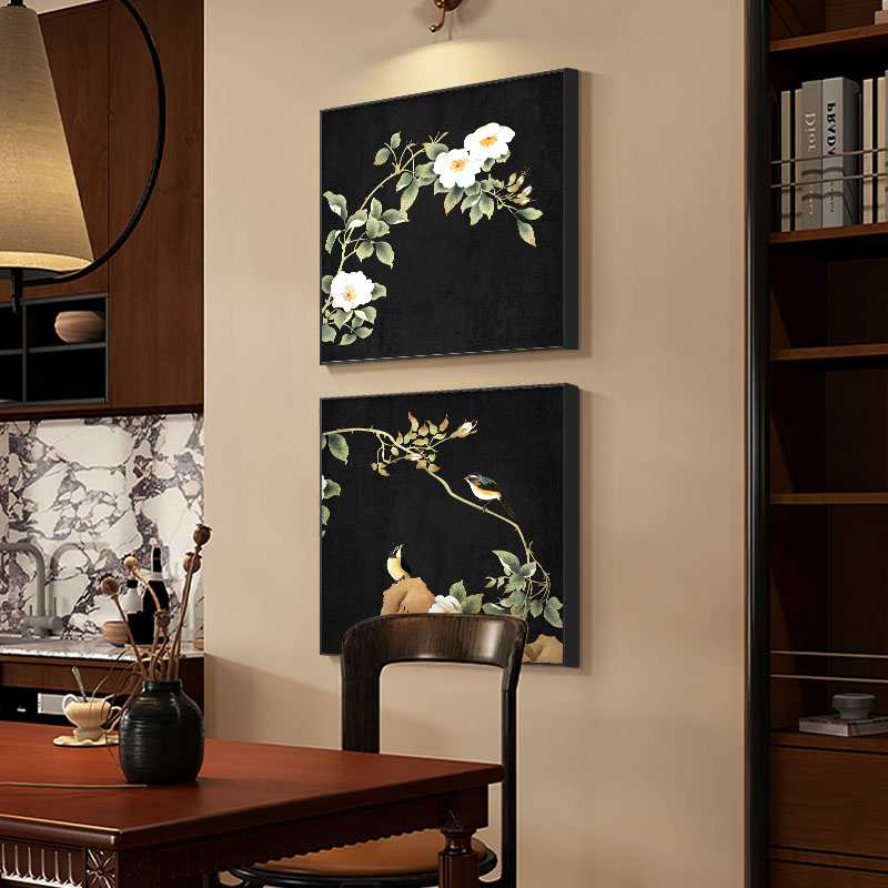速发喜上眉梢风玄关装形画花鸟餐厅画挂正方饰沙发后面背景墙壁画图片