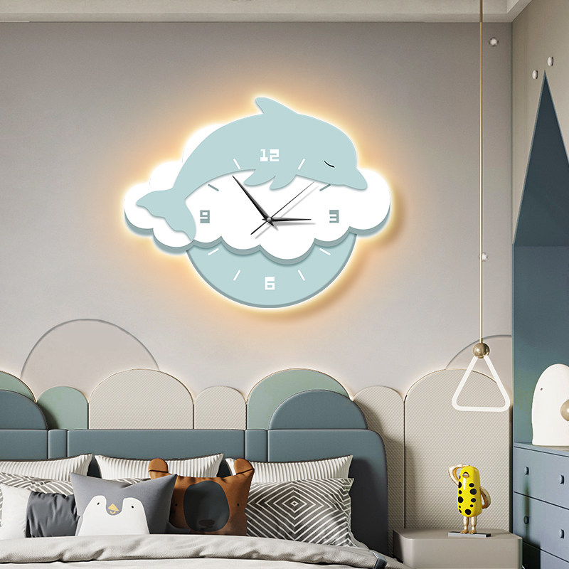 速发儿童钟海饰画温馨装豚灯挂画带房表简约卧室床头壁画,家居饰品,现代装饰画,淘宝优惠券,粉丝福利购,淘宝优惠卷