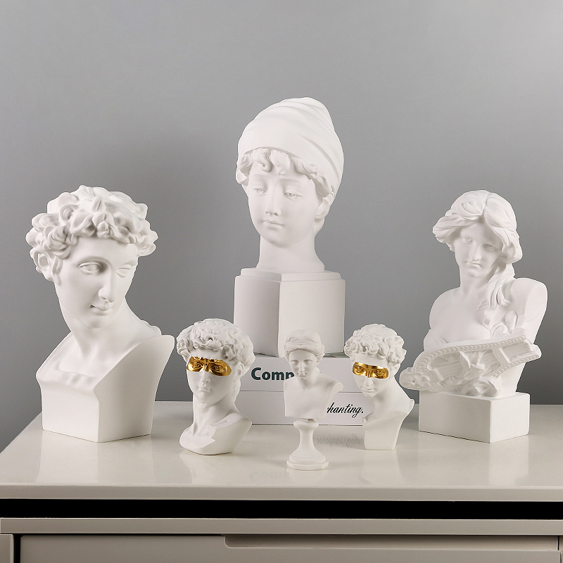 速发人物雕塑摆饰大卫维脂斯石膏雕像家居艺术头像树纳客厅装件品