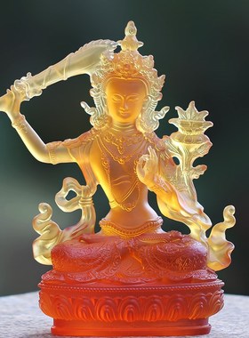 速发琉璃文殊菩萨佛像摆供居家客厅桌面供奉摆放礼佛用具件品