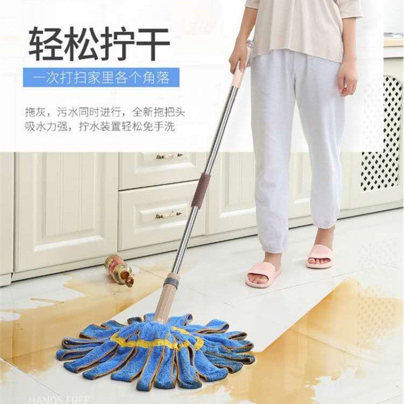 速发锈拧水家地旋转拖把免手洗懒人墩布桶不自钢挤水拖用拖布干湿
