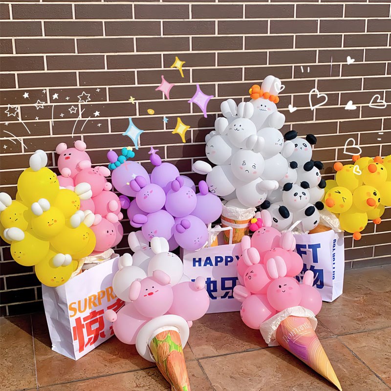 速发冰淇淋气球动材型案甜筒造图物料包拍照道具