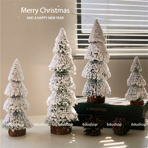 速发圣诞节装布品新款风家用场景橱窗饰置积雪迷你圣诞树桌面摆件