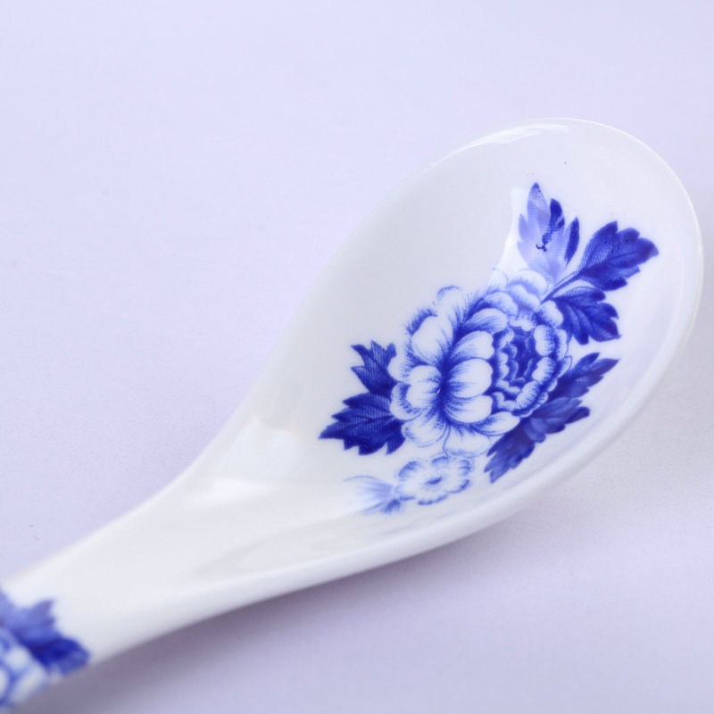 速发家用碗杯套装陶瓷釉钴色性玫瑰花中彩个蓝青花瓷餐具带杯子和