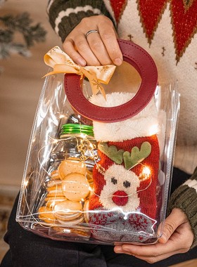 速发袋诞节礼品袋红色高档塑料透明大小号手提圣vc打包送礼物包装