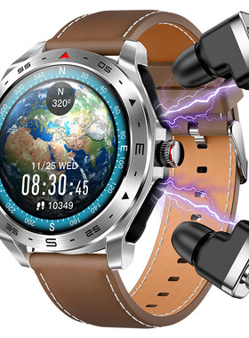 迈维思TWS双蓝牙耳机MP3二合一双耳监测智能手环拨号电话成人智能手表