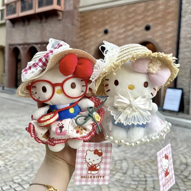 正版HelloKitty包包挂件KT猫草帽纱裙卡通毛绒玩偶凯蒂猫伴手礼物