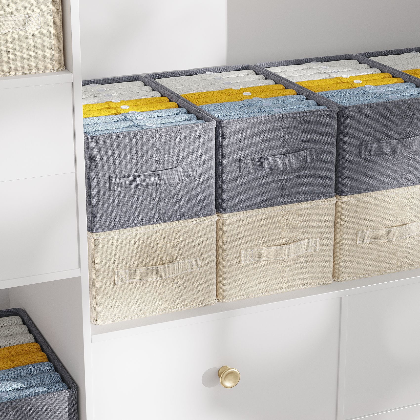 现货棉麻收纳盒 衣服家用整理箱裤子毛衣衣柜衣物无分隔收纳抽屉