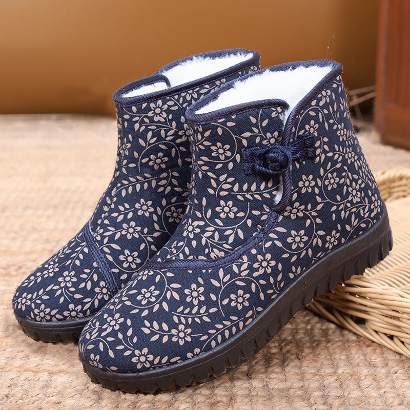冬季女士加绒保暖软底妈妈棉鞋