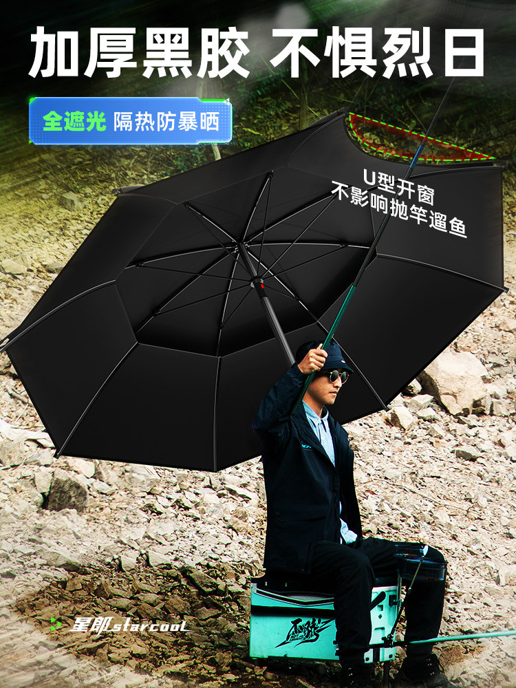 WANXIANG 큰 낚시 우산 2024 새로운 폭동 방지 우산 낚시 특수 지팡이 우산 야외 파라솔