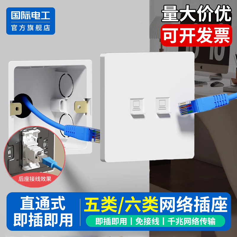 国际电工官方正品直通电脑插座