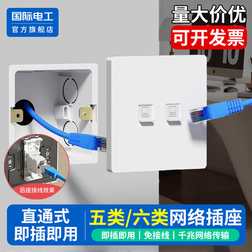 国际电工官方正品直通电脑插座