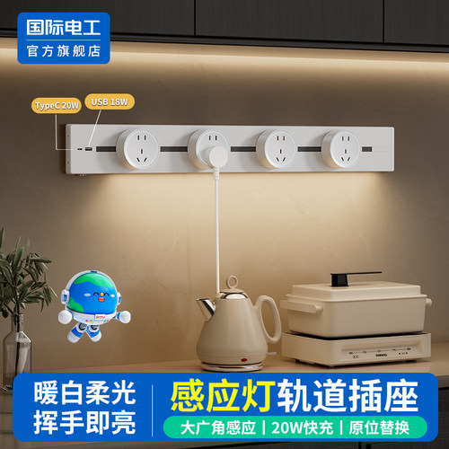 国际电工官方正品轨道插座带灯