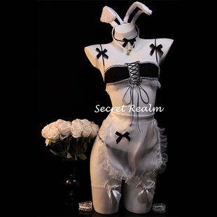 秘境「兔耳女仆」性感睡裙兔女郎cos女仆镂空透视轻纱纯欲风qqny