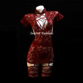 秘境「琉璃纱」性感旗袍睡裙镂空蕾丝花边绑带新中式 御姐纯欲qqny