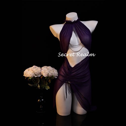 秘境「风情万种」性感睡裙轻纱蕾丝连体裙镂空情调内衣纯欲风qqny