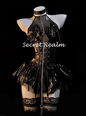 秘境「夜访魔女」性感小恶魔二次元COS制服女装PU纯欲透视女短裙