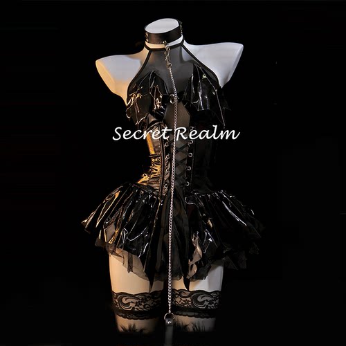 秘境「夜访魔女」性感小恶魔二次元COS制服女装PU纯欲透视女短裙