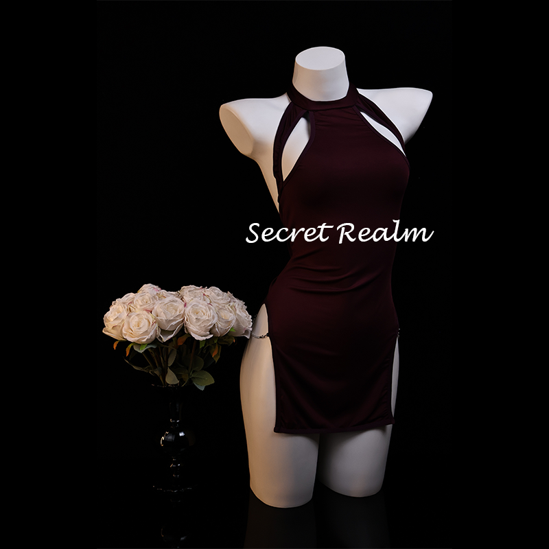 秘境「危险舞步」性感睡裙镂空绑带开叉情调免脱内衣纯欲风qqny