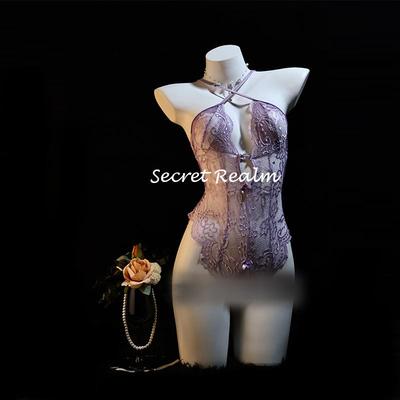 秘境性感蕾丝连体衣开档免脱胸垫