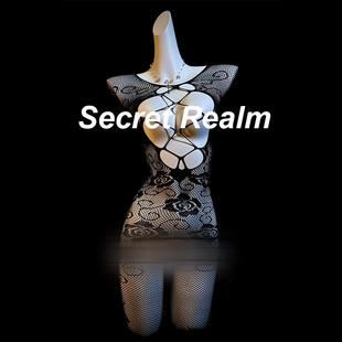 秘境「黑玫瑰」大码 内衣纯欲性感睡衣镂空撕撕乐渔网袜连体衣qqny