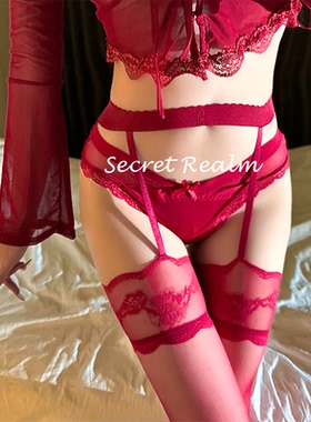 秘境性感蕾丝花边吊带袜撞色显瘦美腿中长筒黑丝袜超薄一体qqny