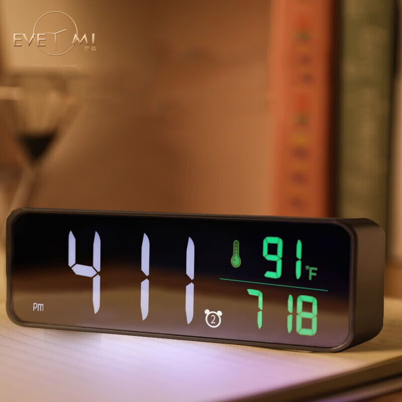 伊弥2021新款数字时钟显示电子智能闹钟学生用桌面台式摆夜光宿舍