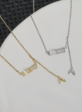 竹节小众设计感项链女锆石