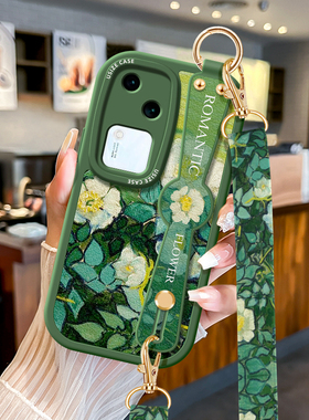 适用vivo挂绳S18Pro手机壳S17e女款S16Por斜挎S15保护套S12全包S10防摔S9腕带Y78+可背Y76s软壳Y100复古繁花