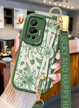 夏日适用于vivox70pro绿色手机壳挂绳X70t女款X60斜挎保护套x50por腕带vivo新款x100全包X27防摔X23幻彩外壳