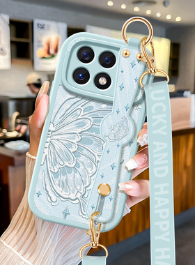 适用红米Note13Pro挂绳12R手机壳新款12Turbo斜挎蝴蝶K60Por腕带K50S高级感K40可背跨12T防摔保护套挂脖软壳