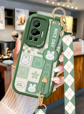 春天绿色适用vivoX70Pro挂绳vivoX60手机壳X50斜挎X27保护套X23幻彩可背带X70t女款5G跨腕带X100防摔Por软壳