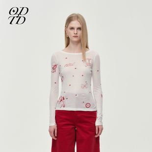 胶囊款 ODTD25冬季 马年限定长袖 T恤修身 上衣 打底衫 设计师女装