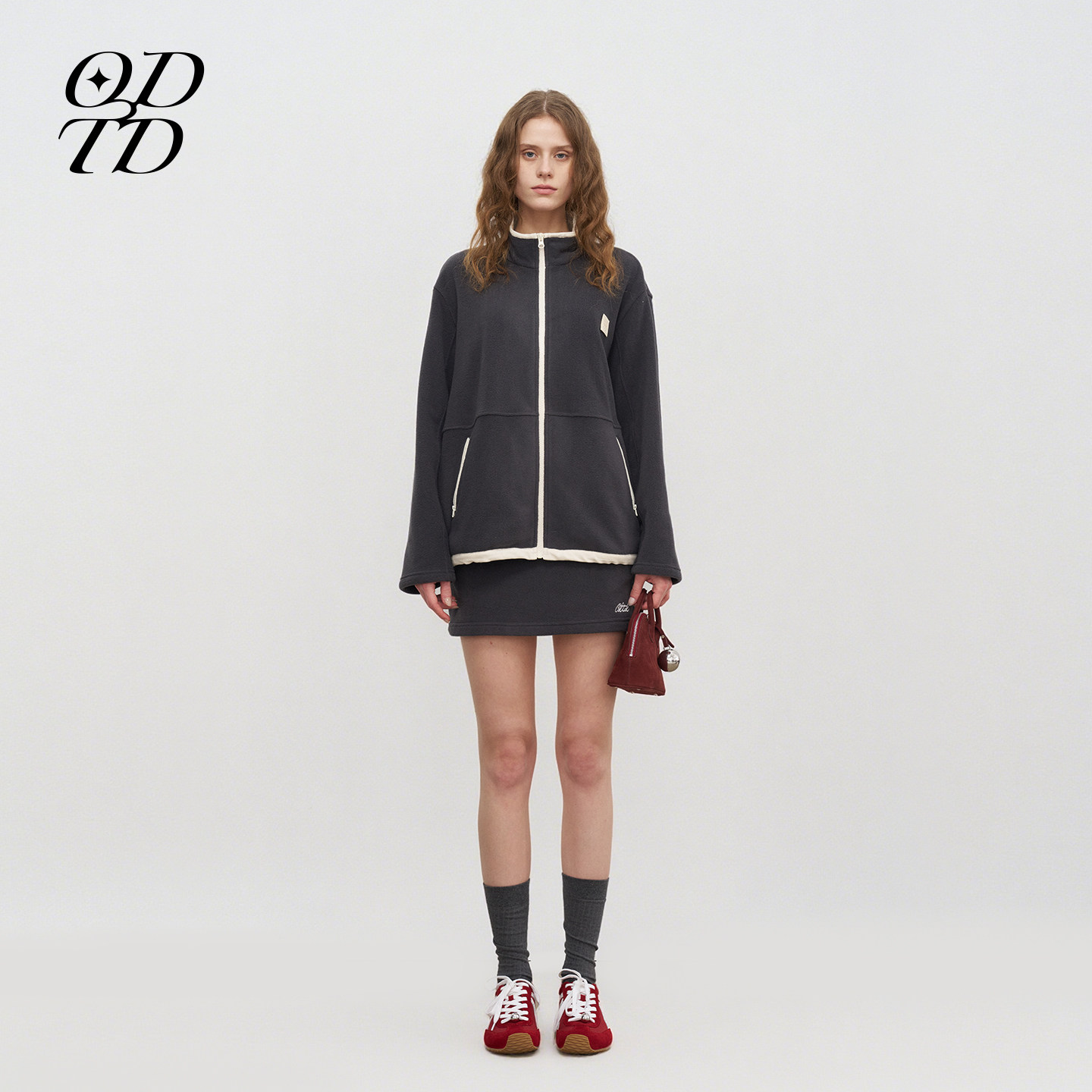 【设计师女装】ODTD秋季新款摇粒绒撞色卫衣休闲外套短裙套装女,女装/女士精品,卫衣/绒衫,淘宝优惠券,粉丝福利购,淘宝优惠卷