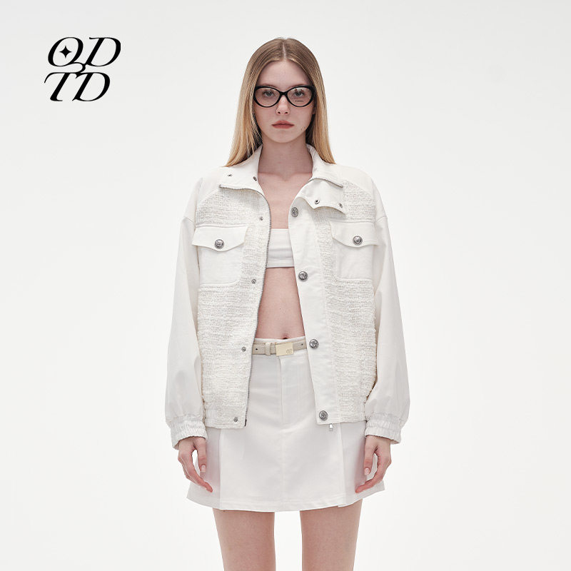 【odtd 设计师品牌】24春夏新款拼色粗花呢夹克外套小众上衣女