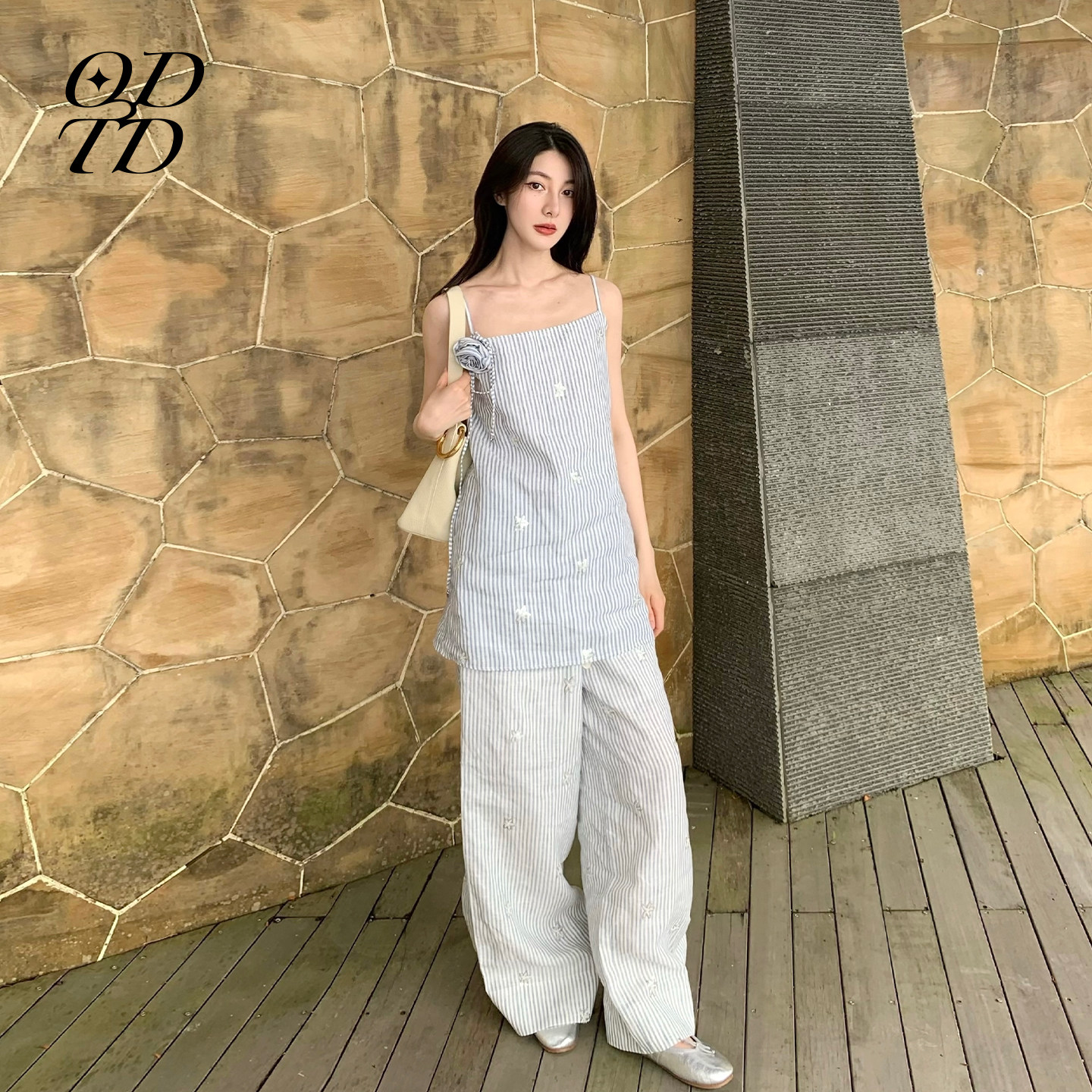 【哈妮克孜同款】ODTD新款吊带夏季航海系穿搭抹胸连衣裙吊带裙女