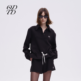 25新款 设计师品牌 logo刺绣polo系带上衣小众POLO女 ODTD