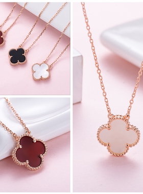 四叶草项链女纯银锁骨坠轻奢小众