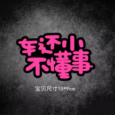 车还小不懂事汽车贴纸个性创意搞笑车尾贴画 划痕遮挡电动摩托 托