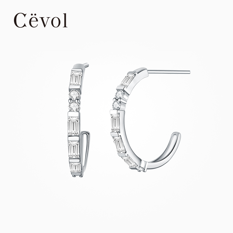 Cevol新奢钻石 摩斯密码Love系列K金钻石耳钉耳环节日礼物女