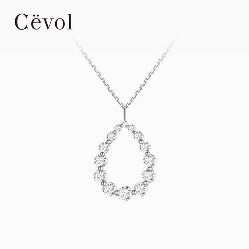 Cevol新奢钻石Bubble水滴圆钻培育钻石项链浪漫礼物