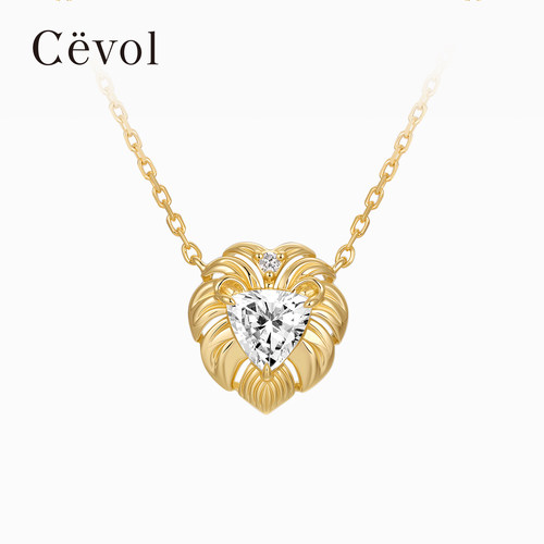 【董生活同款】Cevol新奢钻石神兽系列K金培育钻石狮子猫项链耳钉