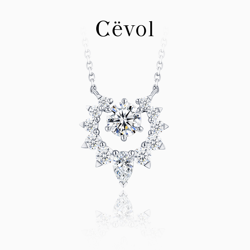 Cevol新奢钻石 生而闪曜系列18K金钻石吊坠项链品牌设计款密镶女