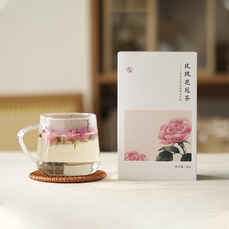少点盐玫瑰花茶 平阴重瓣可组合搭配饮用下午茶包盒装泡茶花干